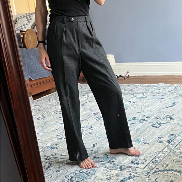 Women’s Gray High Waisted Wool Trousers - Picture 1 of 6